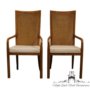 Set of 2 DREXEL HERITAGE Accolade II Collection Italian Campaign Style Cane Back Dining Arm Chairs 