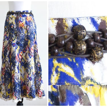 Vintage Peasant Skirt with Beaded Belt 