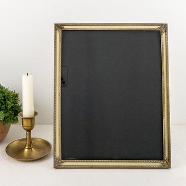 Vintage 8 x 10 Inch Stamped Gold Metal Photo Frame, Vintage Picture Frame with Easel 