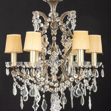 Louis XV Style Brass and Cut Crystal Chandelier