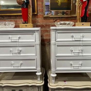 Pair of white painted bedside tables 21 x 16 x 24” 