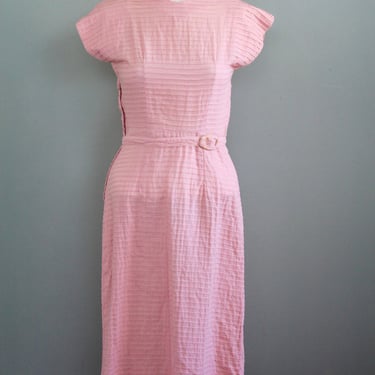 Bubble Gum Pink Wiggle Dress  With Cap Sleeves and Matching Belt - XS - Size 0 - 2 