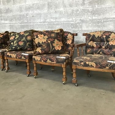 Floral Comfy Oak Chair Quartet (Seattle)