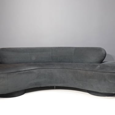 Vladimir Kagan Cloud Serpentine Sofa by Directional in Black Microfiber
