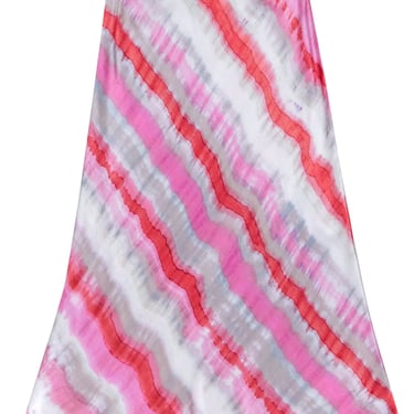Rails - Coral, Pink, Blue, & Beige Watercolor Print Satin Midi Skirt Sz S