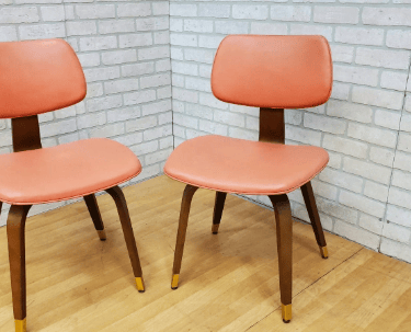 Mid Century Modern Bentwood Accent Dining Chairs with Brass Tips by Bruno Weil for Thonet - Pair