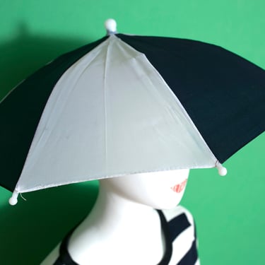 Ridiculous Vintage 80s 90s Umbrella Hat (6) - Black & White 
