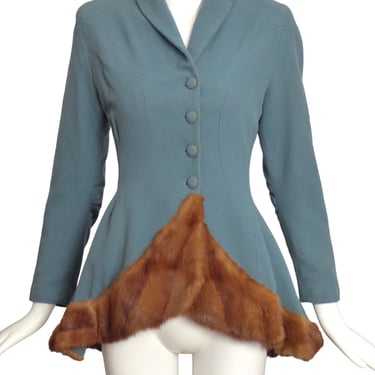 1940s AS IS Wool &amp; Fur Trim Jacket, Size 4