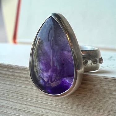 Studded Silver Band - Atomic Amethyst - Size 7.5