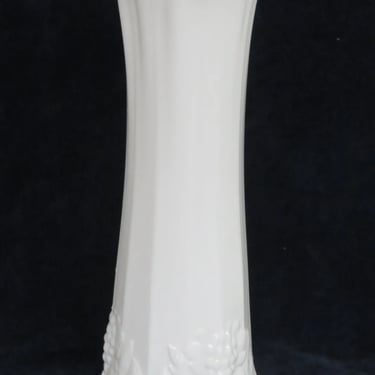 Westmoreland White Milk Glass Paneled Grape Design Tall Swung Vase 3741B
