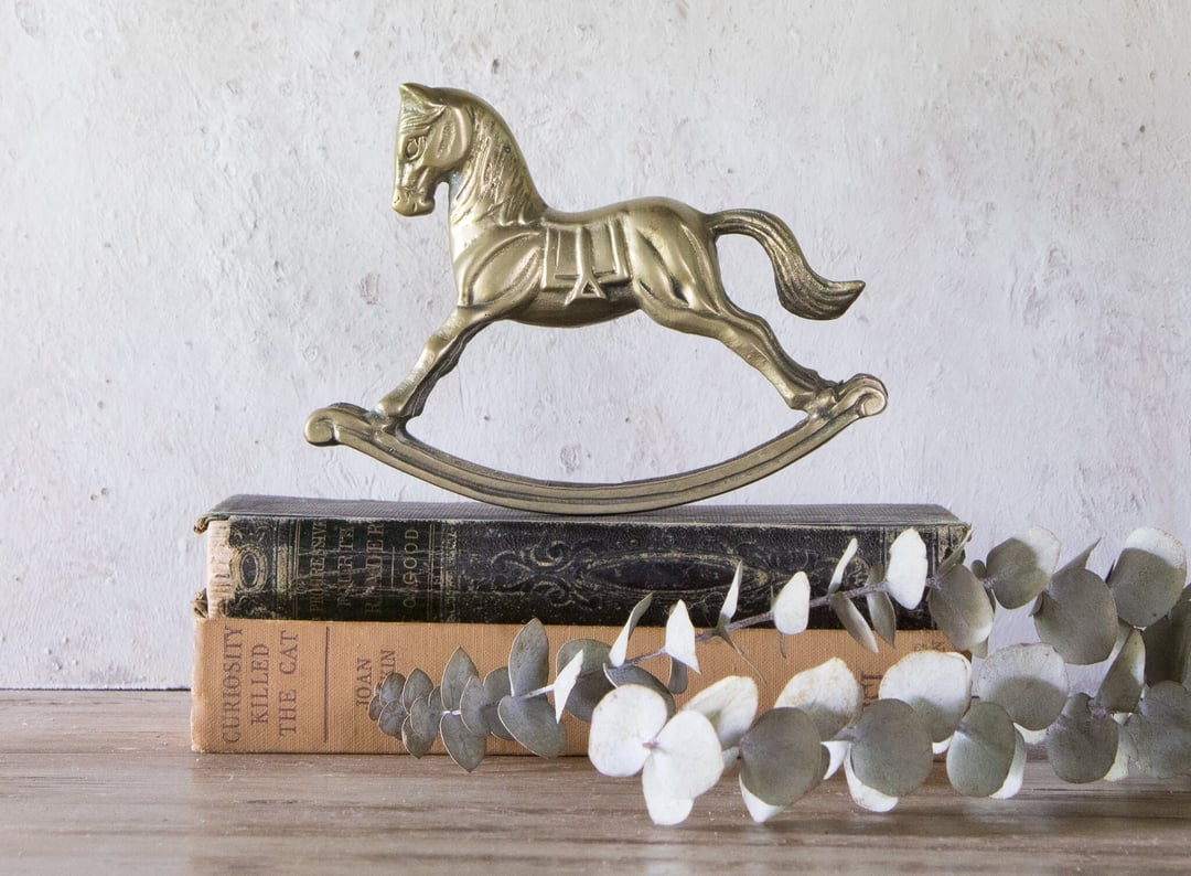 Brass Rocking Horse Figurine