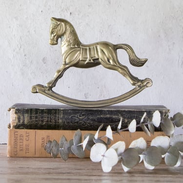 Brass Rocking Horse, Vintage Rocking Horse Figurine 