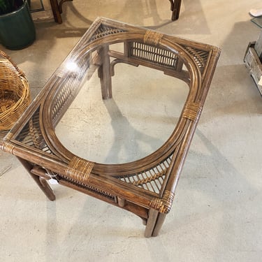 Rattan Side Table with Glass Top 