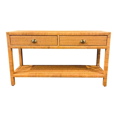 Worlds Away Organic Modern Natural Rattan Ciara Console Table