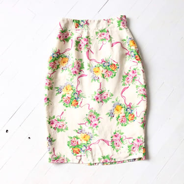 1990s Emanuel Ungaro Floral Pencil Skirt 