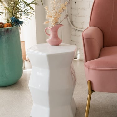 White Sculptural Side Table