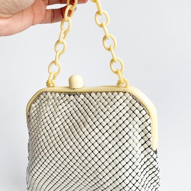 1960s White and Yellow Chainmail Bag