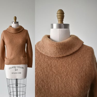 1960s Brown Knit Sweater / Womens Vintage Sweater / Vintage Cowl Neck Sweater / Cozy Vintage Pullover Sweater 