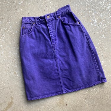 Vintage 80s Denim Skirt / Purple Denim Skirt / Purple Jean Skirt / Purple Denim Skirt Small 