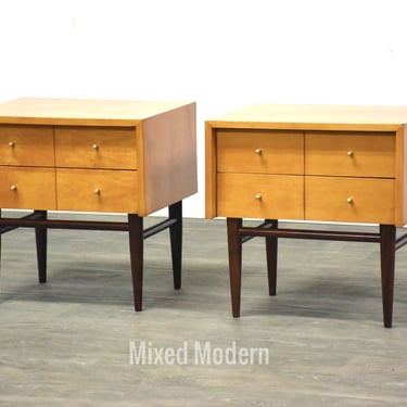 Maple and Walnut Nightstands - A Pair 