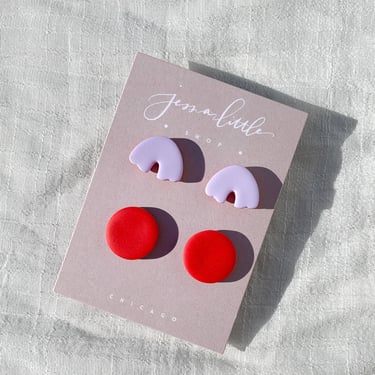 Statement Stud Pack | lilac arches, Polymer Clay, Hypoallergenic Stainless Steel Posts 
