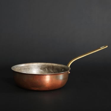 Vintage solid copper French saute pan 