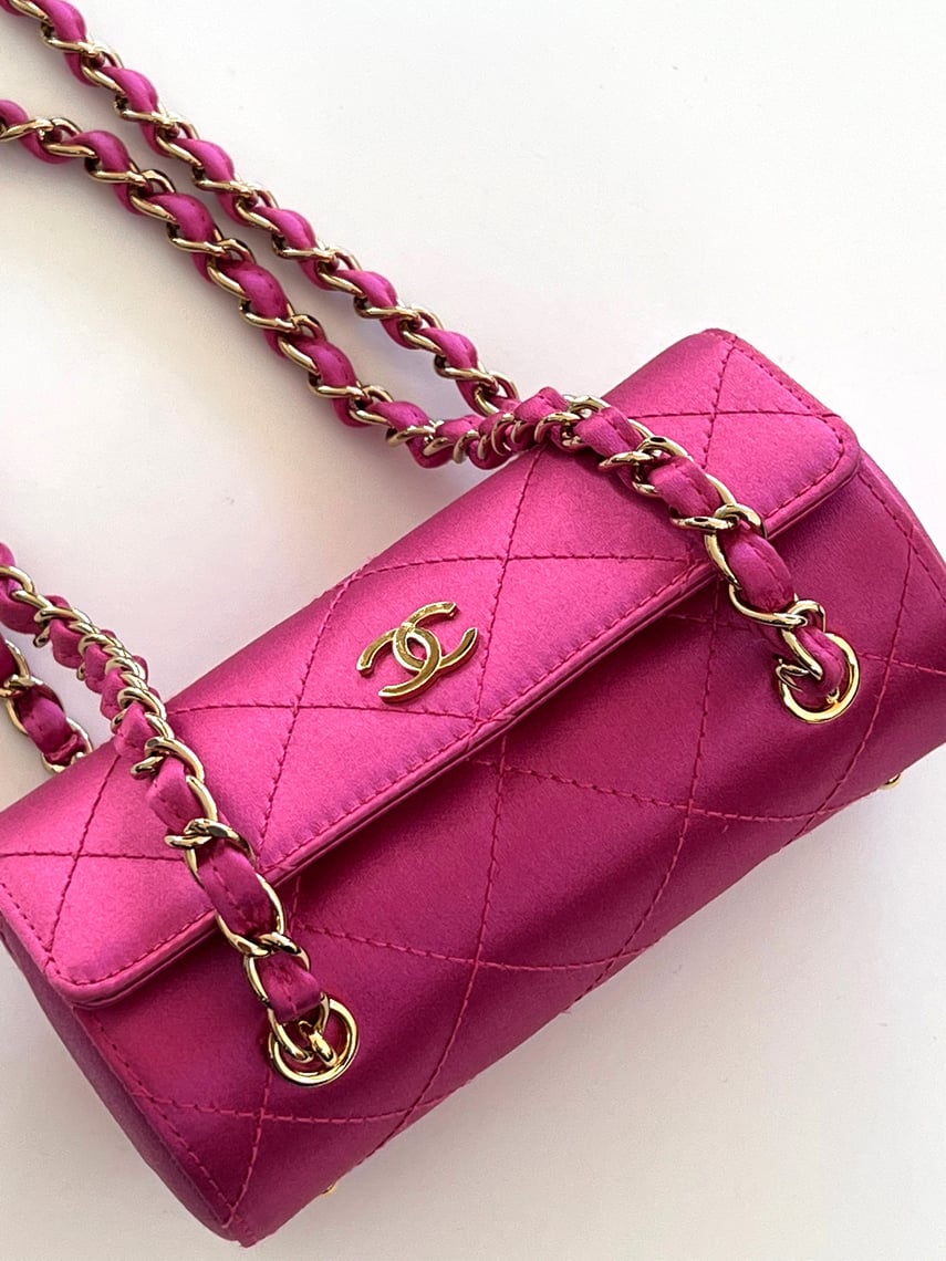 PRADA TESSUTO MINI PINK QUILTED BARREL BAG