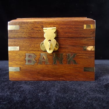 ws/Wooden Bank with Brass Accents