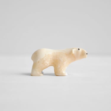 Vintage Hand Carved Polar Bear Figurine, Signed 