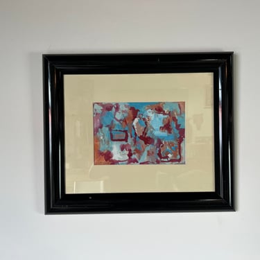80's Vintage Scarlett Expressionist Abstract Painting 