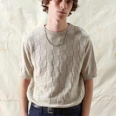 Far Afield Caetano Check Knitted Top - Peyote Sand