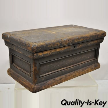 19th Century American Primitive Distressed Solid Wood Machinist Tool Box Storage