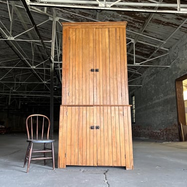 Ca. 1890s Stepback Pantry Cupboard Beadboard Cabinet 