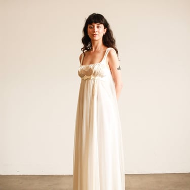 1950s Ivory Layered Silk Caped Negligee 