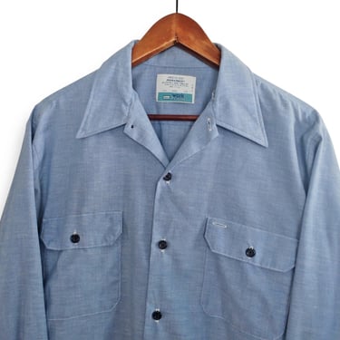 40s〜50s Bluechambrayworkshirt Vintage 1950s/1960s US Navy Chambray Uniform Shirt ~ size M