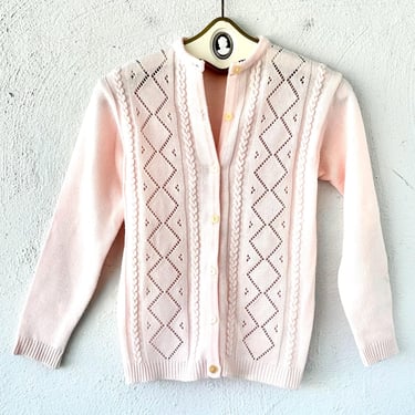 Vintage 50s Cardigan Sweater 1950s Knit Pink Knit Top 