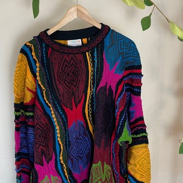Vintage Coogi Australia Sweater Multicolored Textured Men’s XL Unisex Women’s Oversized 
