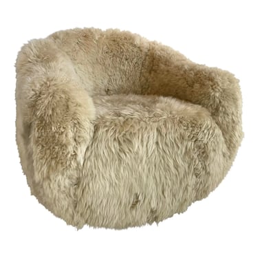 Interlude Home Modern Tan Mongolian Sheep Hair Simone Swivel Chair