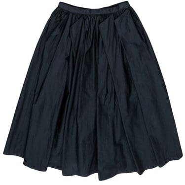 Tibi - Black Cotton Pleated Full Maxi Skirt Sz 2