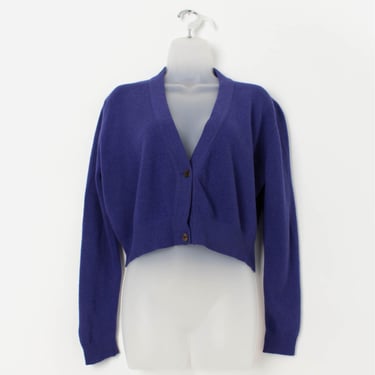 Vintage United Colors of Benetton purple wool cropped cardigan, made in Italy - Medium / Large 