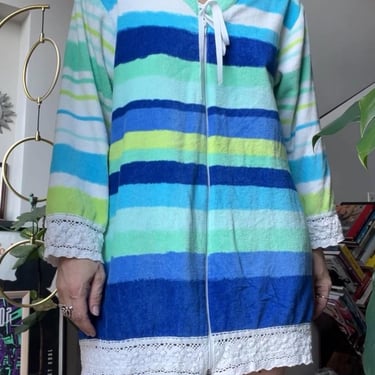 VTG Handmade Terrycloth Zip-up Cover up Dress 