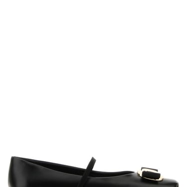 Salvatore Ferragamo Women Black Nappa Leather Zina Ballerinas