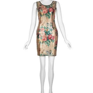 Jean Paul Gaultier Vintage SS 1991 Sequin Floral Mini Dress