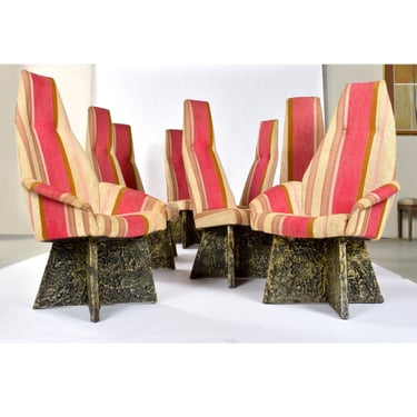 Set of 8 Post Modern Adrian Pearsall Craft Associates Brutalist Dining Chairs 