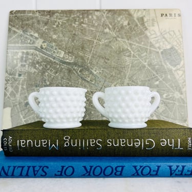 Vintage Fenton Hobnail Milk Glass Mini Sugar & Creamer Set, white cream pitcher and sugar, antique milk glass, collectible, farmhouse decor 