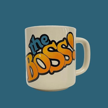 Vintage The Boss! Mug Retro 1980s Novelty or Humor + C.M. Paula Co. + Off-White Ceramic + Work Gift + Coffee or Tea + Kitchen Decor 