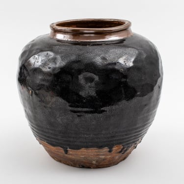 Modern Studio Art Pottery Black Glazed Jardiniere