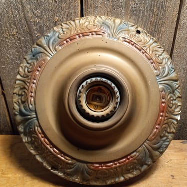 Antique polychrome flush mount fixture