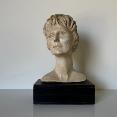1960's Vintage Composite Plaster Female Portrait Bust Sculpture 
