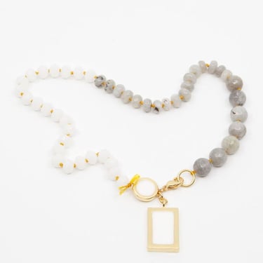 A. CARNEVALE BEADED NECKLACE WITH RECTANGLE PENDANT